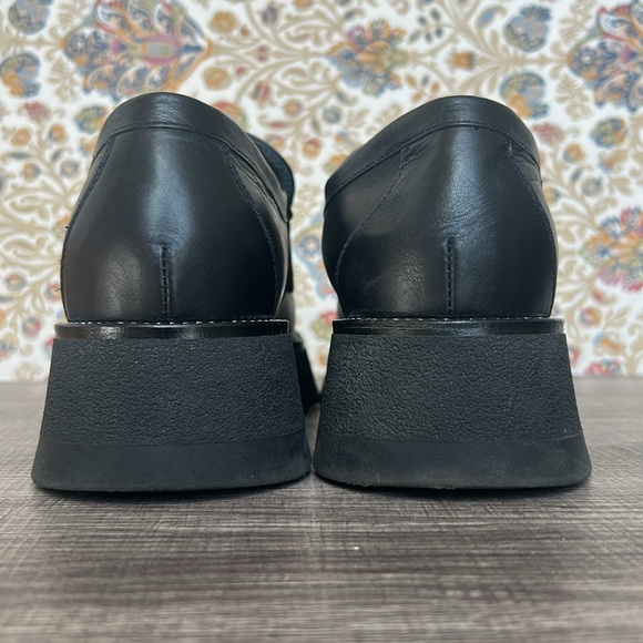 Nero Giardini Black Leather Chunky Loafers Chain Rhinestones Platform Glam - Picture 4 of 14